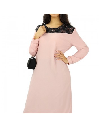 Tunique mi-longue haut dentelle et strass - Couleur Rose 