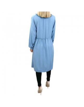 Tunique longue style bohème - Taille Unique - Couleur bleu ciel 