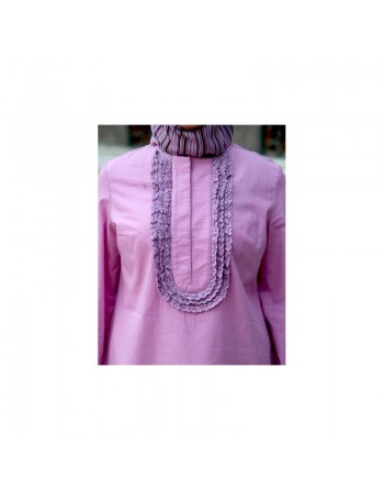 Tunique avec de fins jabots - 100% coton - Lace Trim A-Line Top [wB0581] 