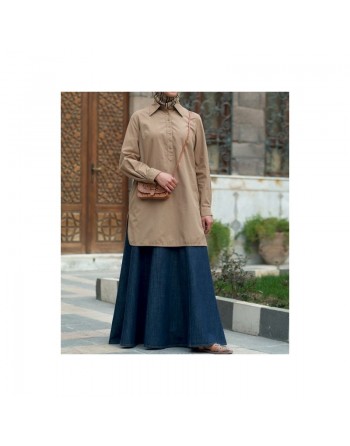 Chemisier large 100% coton - Oversized Shirt with Pleats [wB0481] 