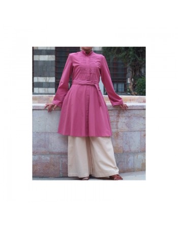 Tunique avec ceinture 100% coton - Belted Dress Top with Tucks [wB0651] 