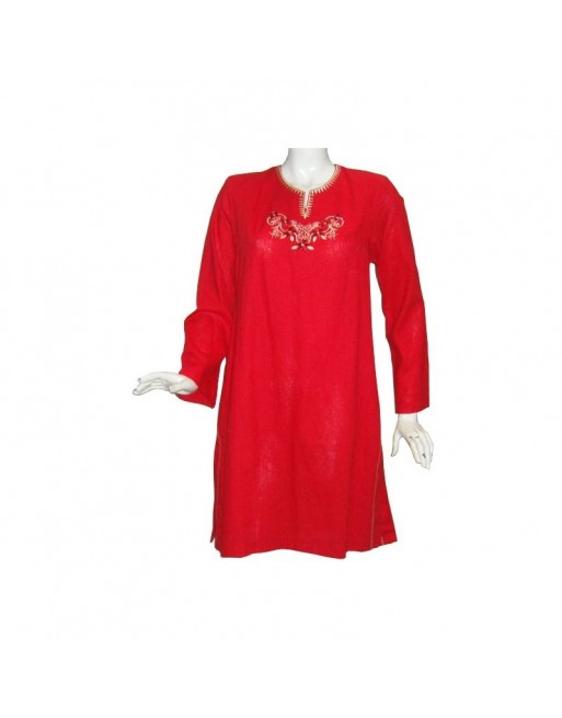 Tunique rouge Noura en lin Tunique rouge Noura en lin