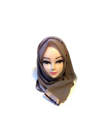Châle/ Foulard Hijab avec bande brillante satinée autour 