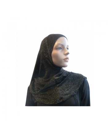 Hijab noir pailleté doré 