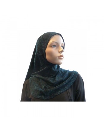 Hijab noir pailleté en bleu turquoise 