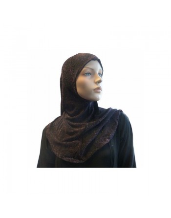 Hijab noir pailleté en rose 
