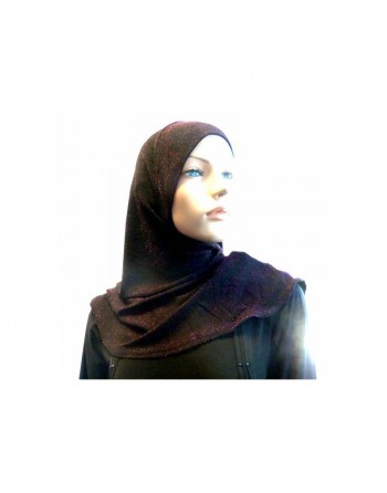 Hijab noir pailleté argenté rouge 