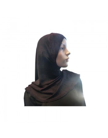 Hijab noir pailleté argenté rouge 