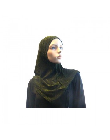 Hijab noir pailleté vert 