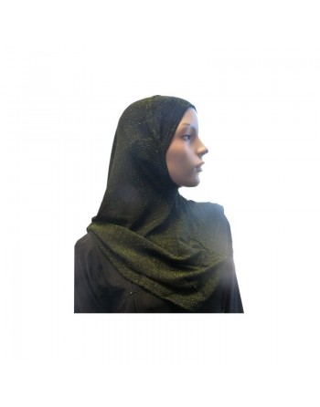 Hijab noir pailleté vert 