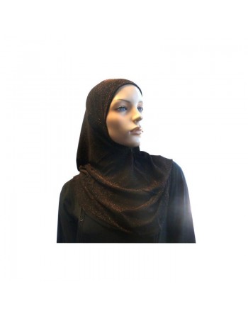 Hijab noir pailleté orange 