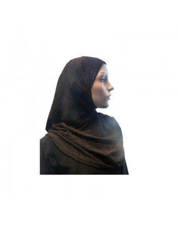 Hijab noir pailleté orange 