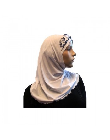 Hijab 2 pièces blanc avec ruban froncé noir 