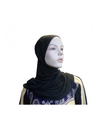 Hijab noir une pièce simple mi long 