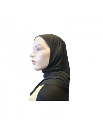 Hijab noir une pièce simple mi long 