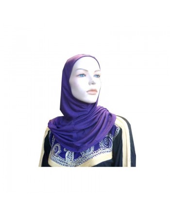Hijab violet une pièce simple mi long 