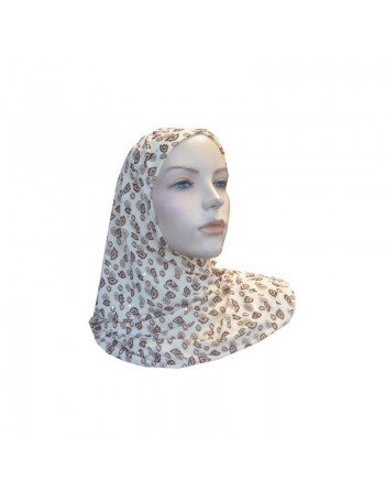 Hijab 1 pièce beige pailleté avec motifs marrons 