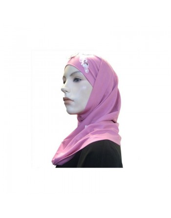 Hijab 2 pièces rose avec motifs fleuris 