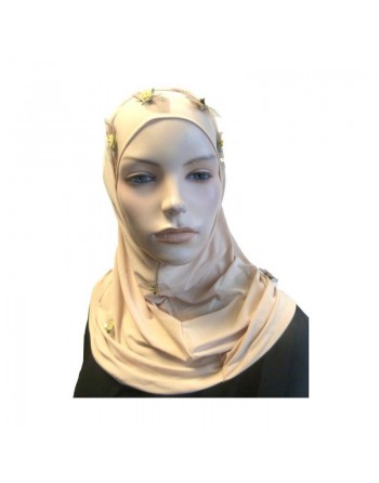 Hijab 2 pièces beige motifs fleuris 