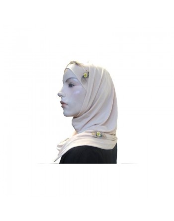 Hijab 2 pièces beige motifs fleuris 