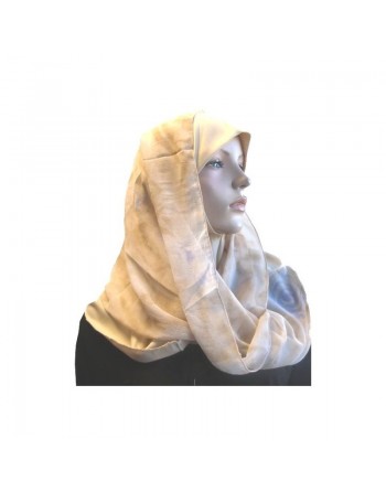 Foulard hijab 1 pièce beige avec motifs 