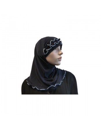 Hijab 2 pièces bleu marine avec ruban froncé bleu ciel 