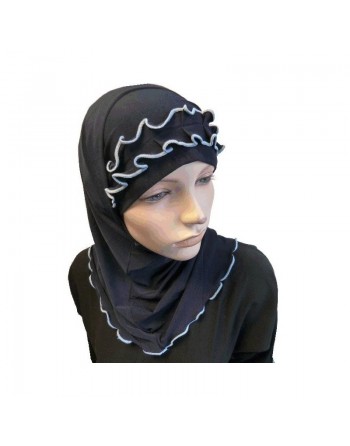 Hijab 2 pièces bleu marine avec ruban froncé bleu ciel 