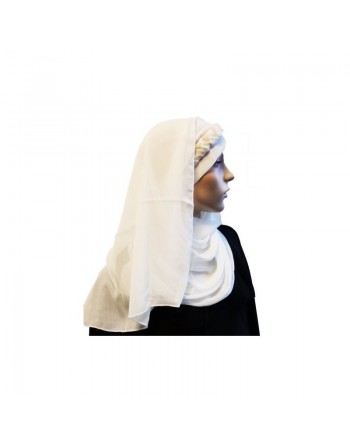 Foulard hijab 1 pièce blanc avec décoration beige 