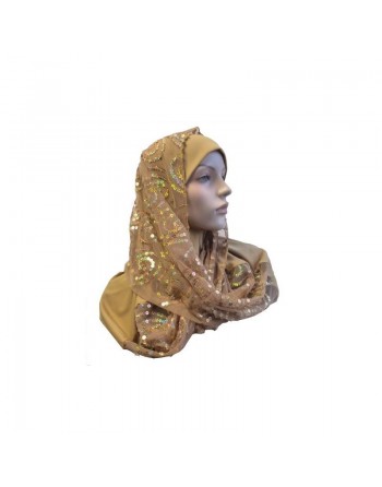 Foulard hijab 1 pièce Camel avec motifs 