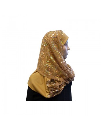 Foulard hijab 1 pièce Camel avec motifs 