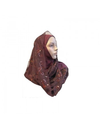 Foulard hijab 1 pièce bordeaux avec motifs 