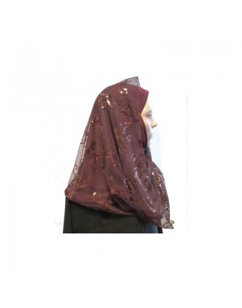 Foulard hijab 1 pièce bordeaux avec motifs 