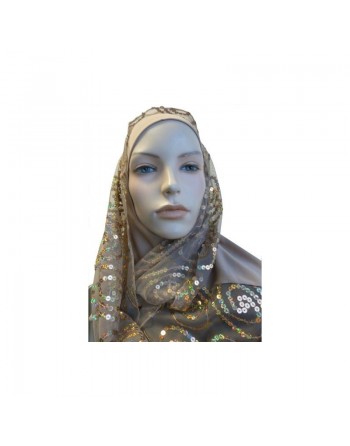 Foulard hijab 1 pièce taupe avec motifs 