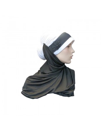 Hijab moderne bonnet Noir et hijab blanc 