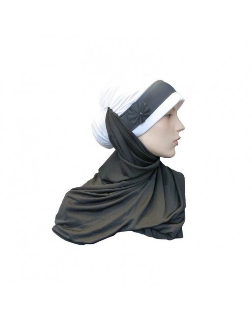 Hijab moderne bonnet Noir et hijab blanc 
