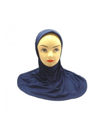 Hijab une pièce bleu nuit orné de perles 