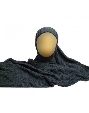 Hidjab gris foncé avec motifs -1 pièce 