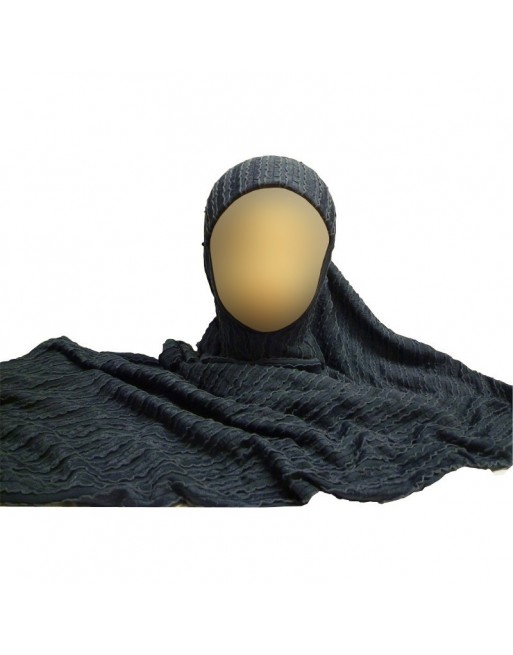 Hidjab gris foncé avec motifs -1 pièce 