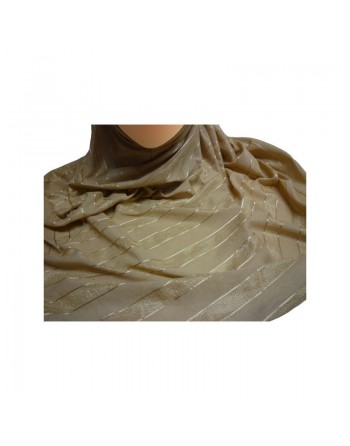 Hidjab beige avec motifs bandes dorés - 2 pièces 