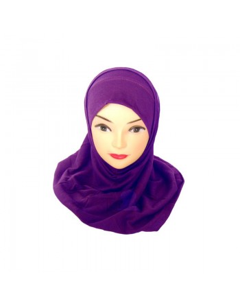 hijab deux pièces coton de couleur sans dentelles - Couleur Violet 