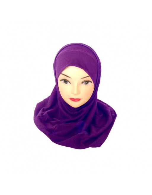 hijab deux pièces coton de couleur sans dentelles - Couleur Violet hijab deux pièces coton de couleur sans dentelles - Couleur Violet