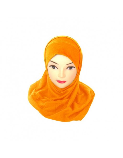 Hijab deux pièces coton jaune or 