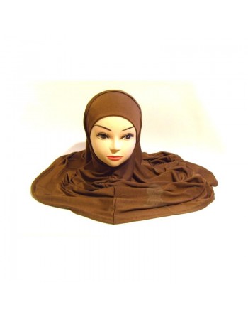 Ensemble hidjab deux pièces (bonnet et foulard) de couleur marron chocolat 