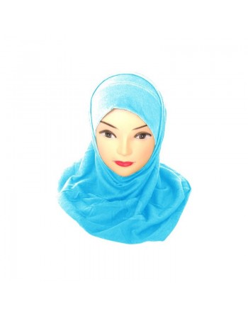Hijab deux pièces coton bleu turquoise 