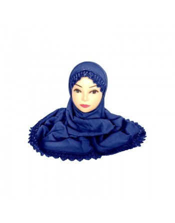 Hijab deux pièces avec dentelles couleur bleu marine 