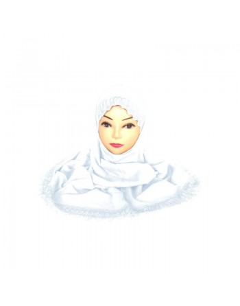 Hijab deux pièces avec dentelle blanc 