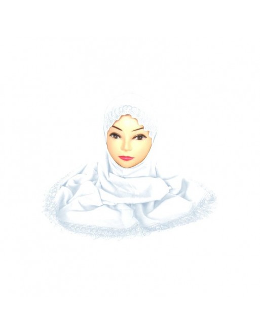 Hijab deux pièces avec dentelle blanc Hijab deux pièces avec dentelle blanc