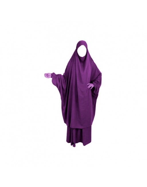 Jilbab adulte 2 pièces - Cape + Jupe évasée - Couleur violet Jilbab adulte 2 pièces - Cape + Jupe évasée - Couleur violet