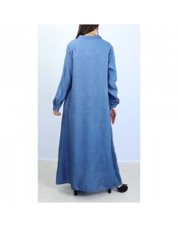 Robe jean longue et ample avec poches et boutons 