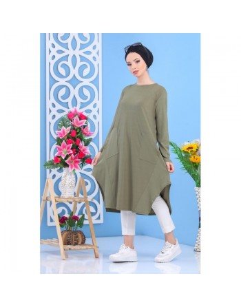 Tunique évasée mi-longue confortable style décontractée pour femme (Plusieurs couleurs disponibles) 